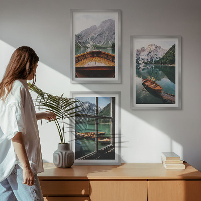 Nástenná galéria Okno lodí na horskom jazere