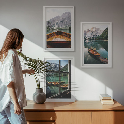 Nástenná galéria Okno lodí na horskom jazere