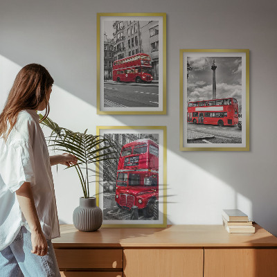 Sada nástenných dekorácií Červené autobusy Londýn
