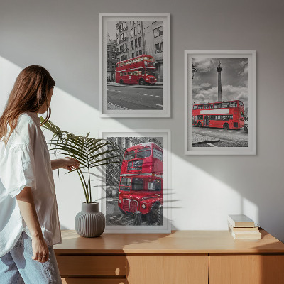 Sada nástenných dekorácií Červené autobusy Londýn