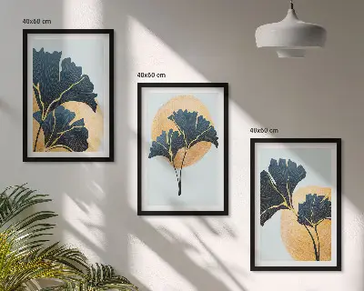 Nástenná galéria svetlý motív listov ginkga