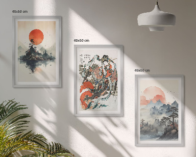 Sada nástenných dekorácií Ázijské maľby japandi