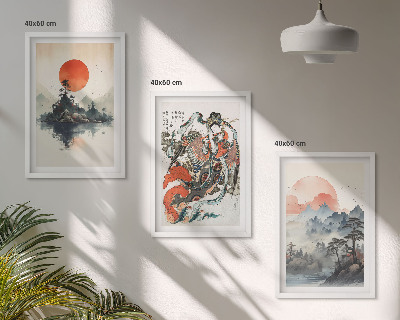 Sada nástenných dekorácií Ázijské maľby japandi