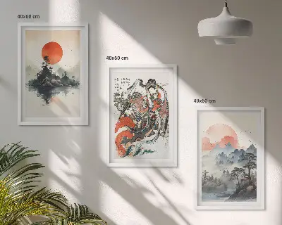 Sada nástenných dekorácií ázijské maľby v štýle japandi