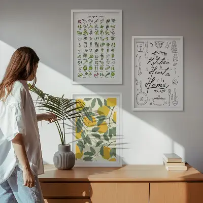 Sada nástenných dekorácií maľované kuchynské bylinky s motívom citrónov
