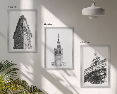 Sada nástenných dekorácií Architektonické čiernobiele budovy
