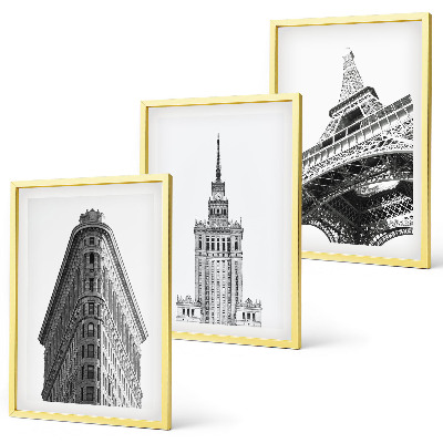 Sada nástenných dekorácií Architektonické čiernobiele budovy
