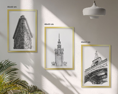 Sada nástenných dekorácií Architektonické čiernobiele budovy
