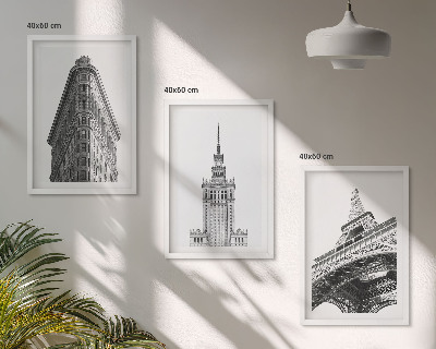 Sada nástenných dekorácií Architektonické čiernobiele budovy