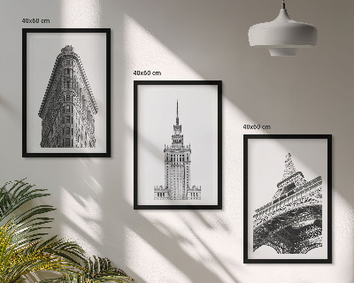 Sada nástenných dekorácií Architektonické čiernobiele budovy