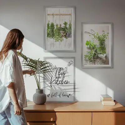 Sada nástenných dekorácií s motívom kuchyne so sušenými bylinkami