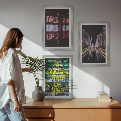 Sada nástenných dekorácií Neónové nápisy rieka v noci