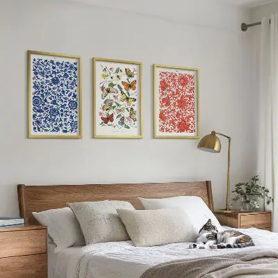 Sada nástenných dekorácií vintage kvety a motýle