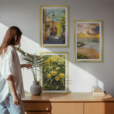 Sada nástenných dekorácií Ulice, more, pláž, citrusové stromy