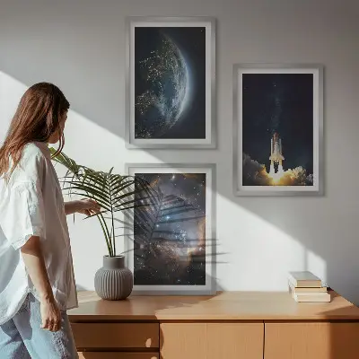 Sada nástenných dekorácií vesmír so Zemou, raketou a galaxiou