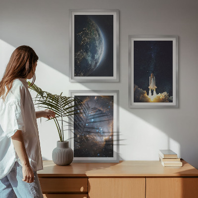 Sada nástenných dekorácií Vesmír Zem raketa galaxia