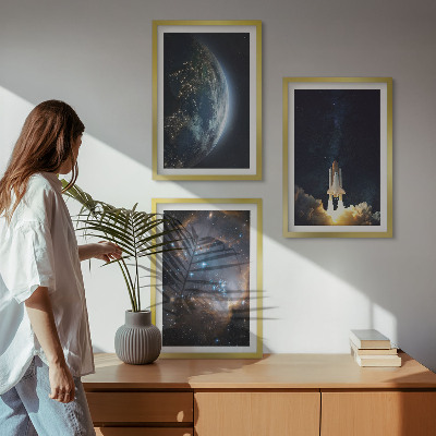 Sada nástenných dekorácií Vesmír Zem raketa galaxia