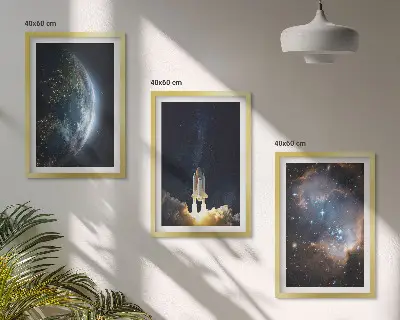 Sada nástenných dekorácií vesmír so Zemou, raketou a galaxiou