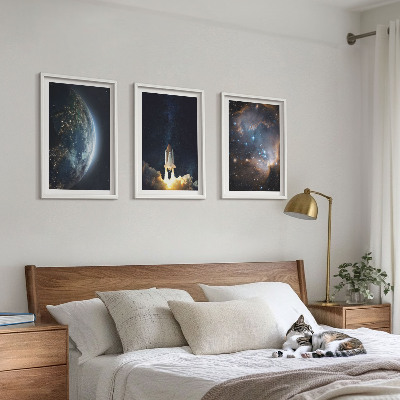 Sada nástenných dekorácií Vesmír Zem raketa galaxia