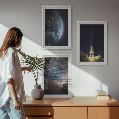 Sada nástenných dekorácií Vesmír Zem raketa galaxia