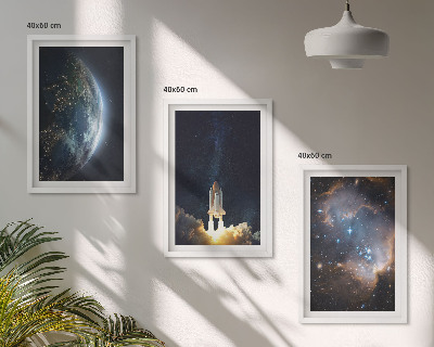 Sada nástenných dekorácií Vesmír Zem raketa galaxia