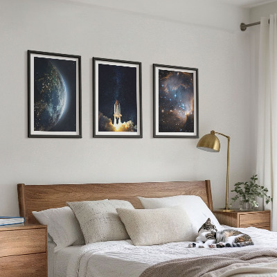 Sada nástenných dekorácií Vesmír Zem raketa galaxia