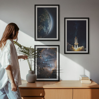 Sada nástenných dekorácií Vesmír Zem raketa galaxia