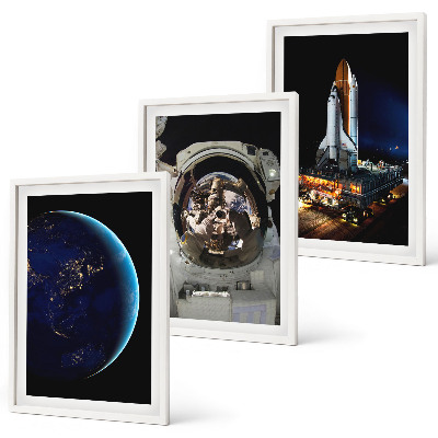 Sada nástenných dekorácií vesmír, zem, astronaut, raketa