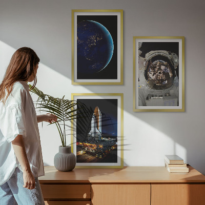 Sada nástenných dekorácií vesmír, zem, astronaut, raketa