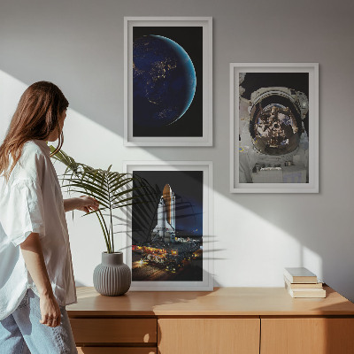 Sada nástenných dekorácií vesmír, zem, astronaut, raketa