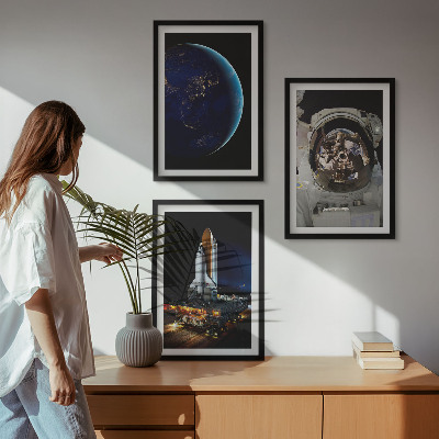 Sada nástenných dekorácií vesmír, zem, astronaut, raketa