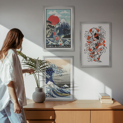 Nástenná galéria Hory rýb Veľká vlna Japonsko
