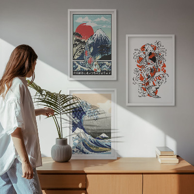 Nástenná galéria Hory rýb Veľká vlna Japonsko