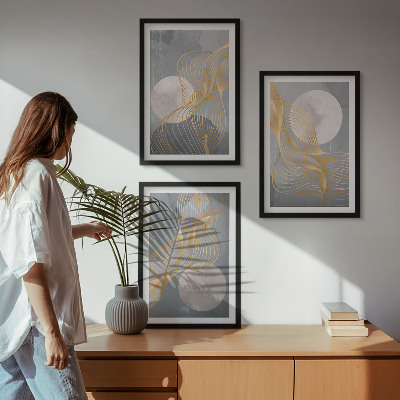 Sada nástenných dekorácií Abstraktné vzory vlny kruhy