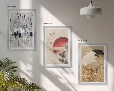 Nástenná galéria japonská krajina so žeriavmi