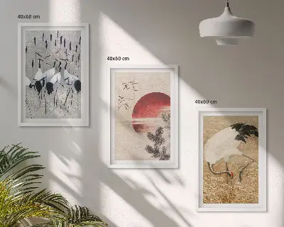 Nástenná galéria japonská krajina so žeriavmi