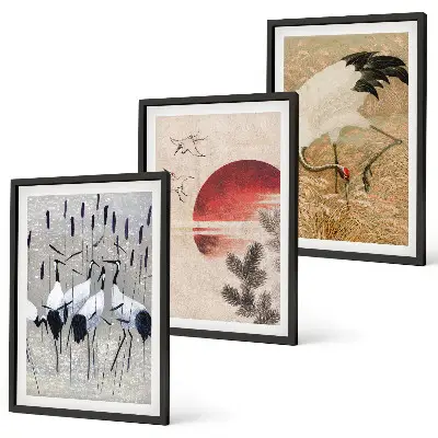 Nástenná galéria japonská krajina so žeriavmi