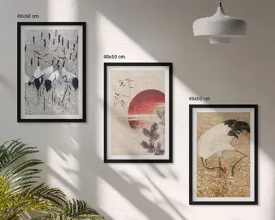 Nástenná galéria japonská krajina so žeriavmi