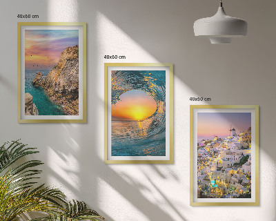 Nástenná galéria Morské vlny biele domy Santorini