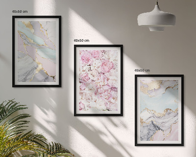 Nástenná galéria Ružové kvety mramorový pastel