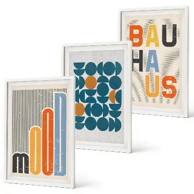 Sada nástenných dekorácií geometrické vzory v štýle Bauhaus