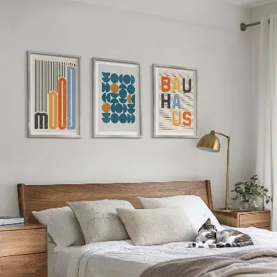 Sada nástenných dekorácií geometrické vzory v štýle Bauhaus