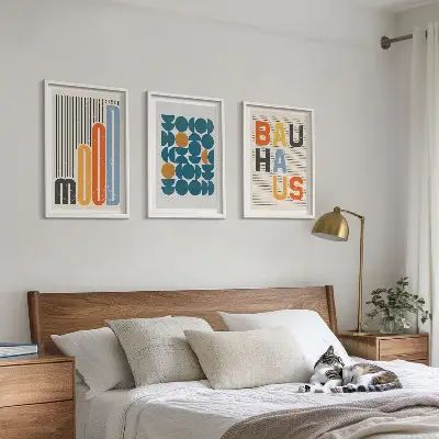 Sada nástenných dekorácií geometrické vzory v štýle Bauhaus