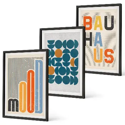 Sada nástenných dekorácií geometrické vzory v štýle Bauhaus