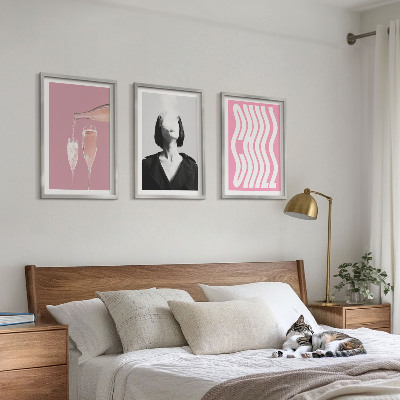 Sada nástenných dekorácií Štýlový portrét šampanského relax