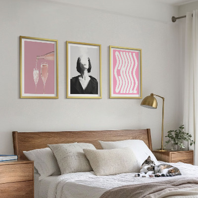 Sada nástenných dekorácií Štýlový portrét šampanského relax