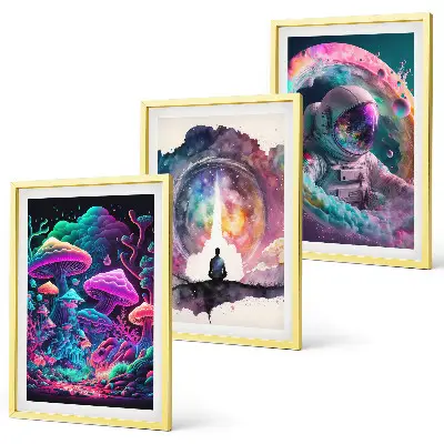 Sada nástenných dekorácií farebné ilustrácie s fantasy motívmi