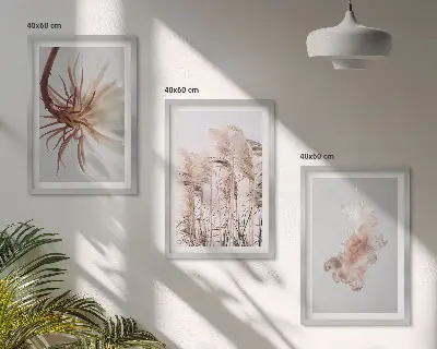 Sada nástenných dekorácií svetlé pozadie s kvetmi trávy