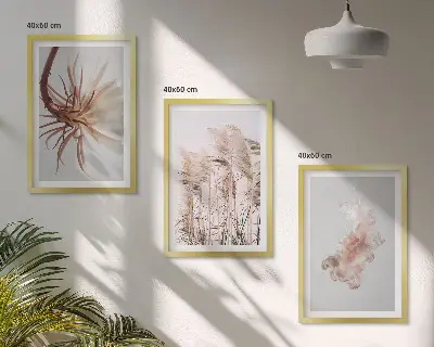 Sada nástenných dekorácií svetlé pozadie s kvetmi trávy