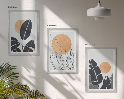 Sada nástenných dekorácií Rastlinné vzory, veľké slnká, minimalistické